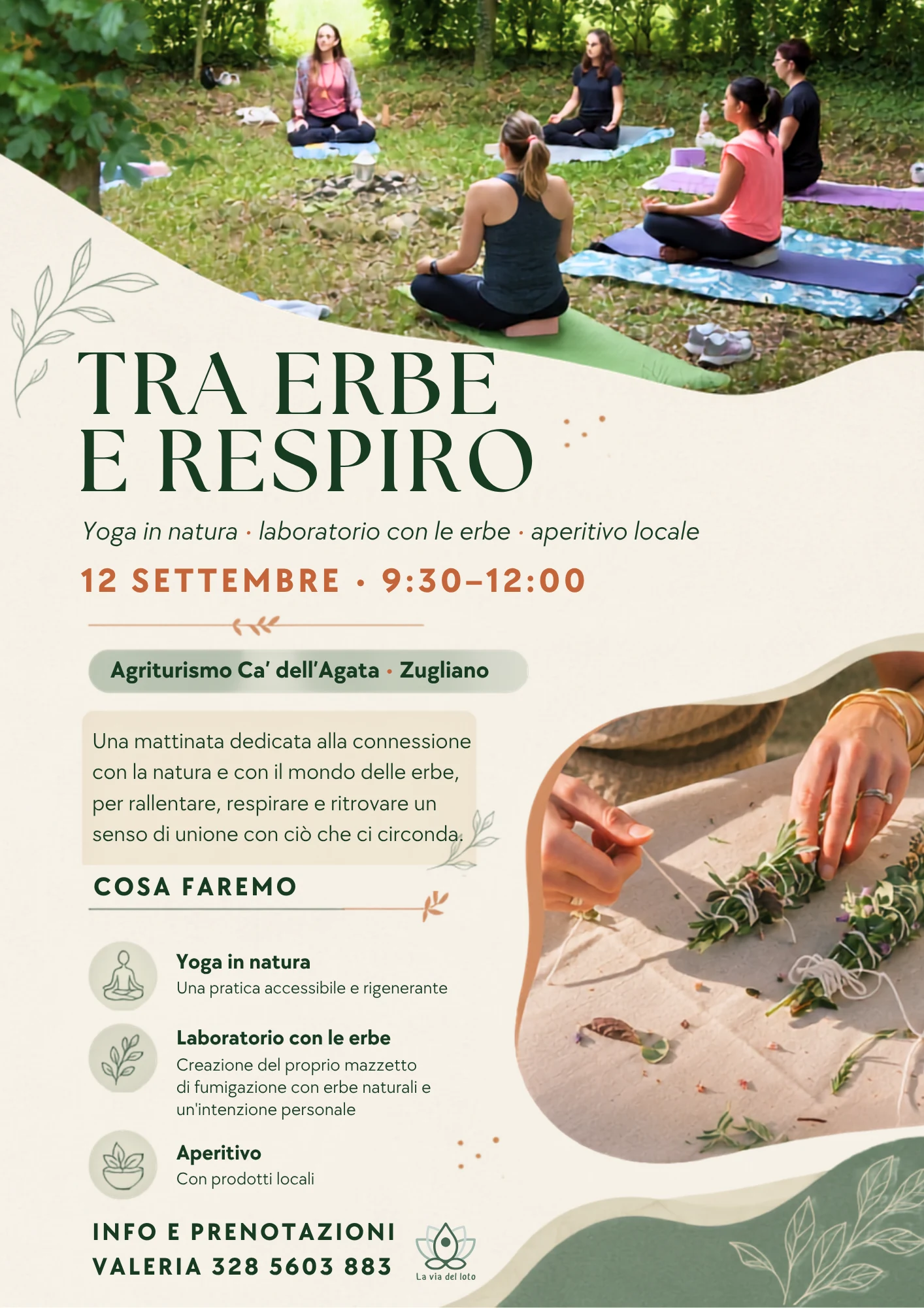 Volantino di Tra Erbe e Respiro - Yoga in natura • laboratorio con le erbe • aperitivo locale